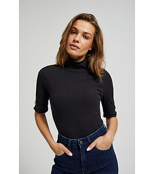 Дамска памучна блуза в черно снимка