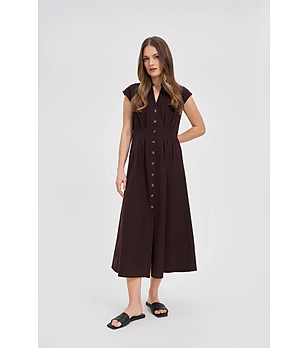 Тъмнокафява памучна рокля снимка