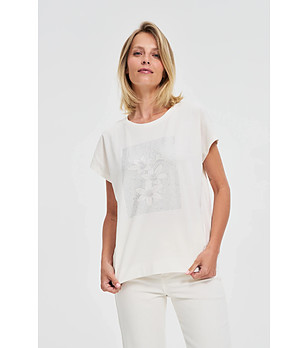 Бяла дамска памучна блуза снимка