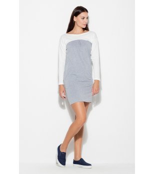 Памучна рокля в сиво и бяло снимка