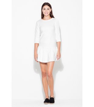 Памучна рокля в екрю с волан снимка