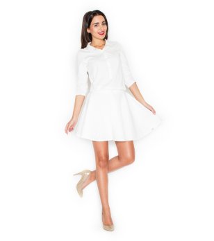 Памучна рокля в екрю с яка снимка