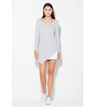 Асиметрична рокля в сиво и бяло снимка