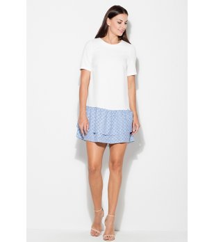 Рокля в екрю и синьо снимка