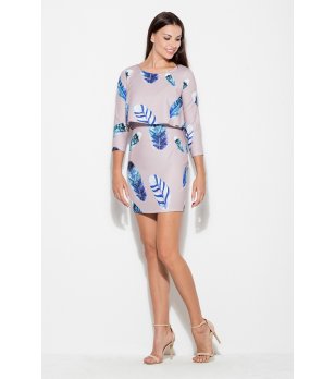 Сива рокля с принт пера снимка