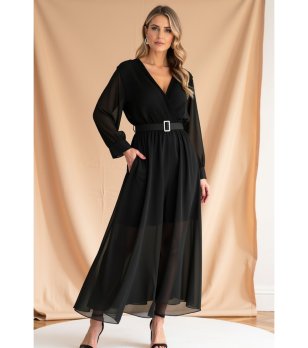 Ефирна черна рокля Adolfina снимка