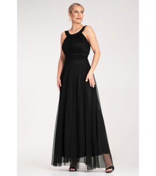 Черна дълга рокля с тюл Elegancka снимка