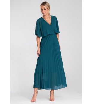 Рокля в цвят петрол с пелерина Adriana снимка