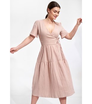 Рокля в бежово с къс ръкав Gina снимка