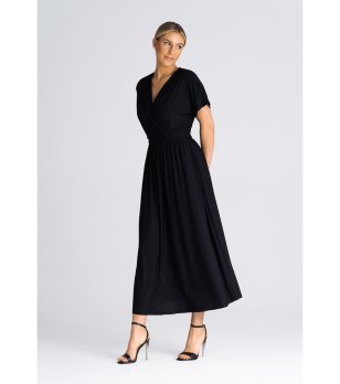 Дамска черна рокля с цепки Reggie снимка