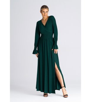 Дълга рокля в тъмнозелено Karrie снимка