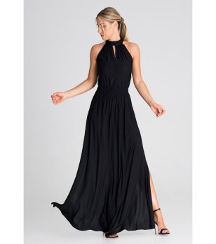 Дълга черна рокля Linela снимка