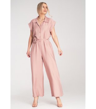 Дамски розов гащеризон с колан с цвете Vivian снимка