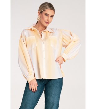 Дамска риза в жълти нюанси с обемни ръкави Kaya снимка