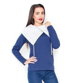 Дамски тъмносин суитшърт с качулка снимка