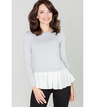 Дамска тъмносива блуза с волан снимка