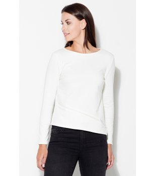 Дамска памучна блуза в екрю с дълъг ръкав снимка