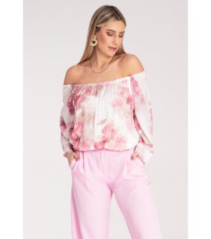 Дамска блуза в бяло и розово Lisette снимка