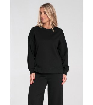 Дамска черна блуза с цепки Kerry снимка