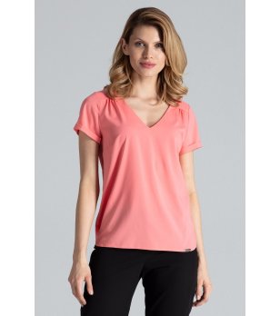 Дамска блуза в цвят корал Karimа снимка