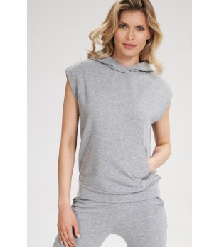 Дамски памучен сив суитшърт с качулка Berdina снимка