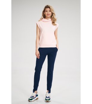 Дамски памучен светлорозов суитшърт с качулка Berdina снимка