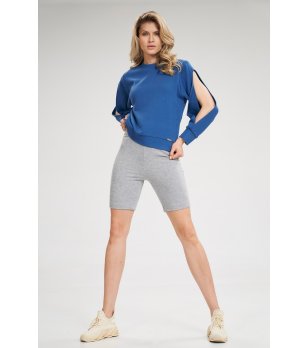 Дамска памучна блуза в синьо с ефектни ръкави Judita снимка