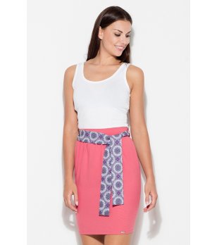 Пола в цвят корал с колан  снимка