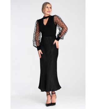 Елегантна черна миди пола Lina  снимка