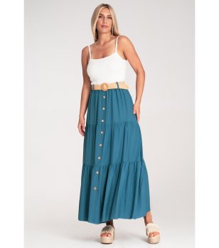 Дълга синя пола с копчета Eileen снимка
