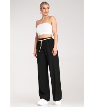 Дамски черен панталон с широки крачоли Alva снимка