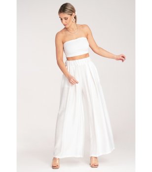 Дамски бял панталон с висока талия Scarlet снимка