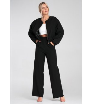 Дамски панталон в черно с широки крачоли Tola снимка