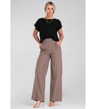 Дамски панталон в кафяво с широки крачоли Tola снимка