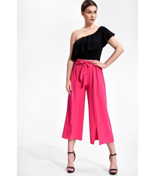 Розов дамски 7/8 панталон с разкроени крачоли Abena снимка