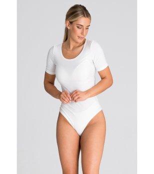 Дамско боди в екрю с къс ръкав Abra снимка