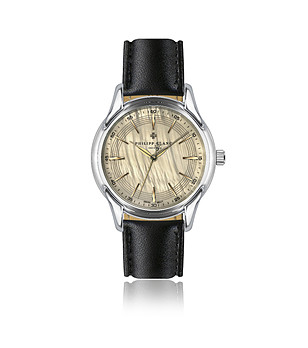 Мъжки часовник в сребристо и черно с ефектен циферблат Worb снимка