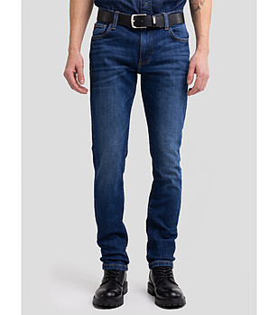 Памучни мъжки дънки в тъмносиньо  RONAN  снимка