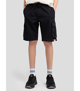 Черни памучни детски къси панталони Sheldon снимка