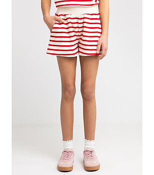 Памучни детски къси панталони на червено райе Marunash снимка