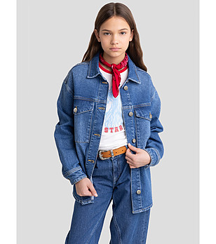 Синьо детско памучно дънково яке AMY снимка