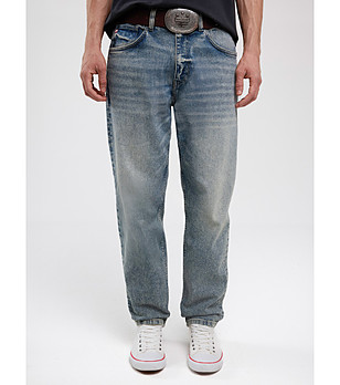 Памучни мъжки широки  дънки в син нюанс ATES  снимка