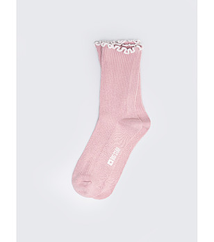 Дамски чорапи в розово с къдрички Lasti снимка
