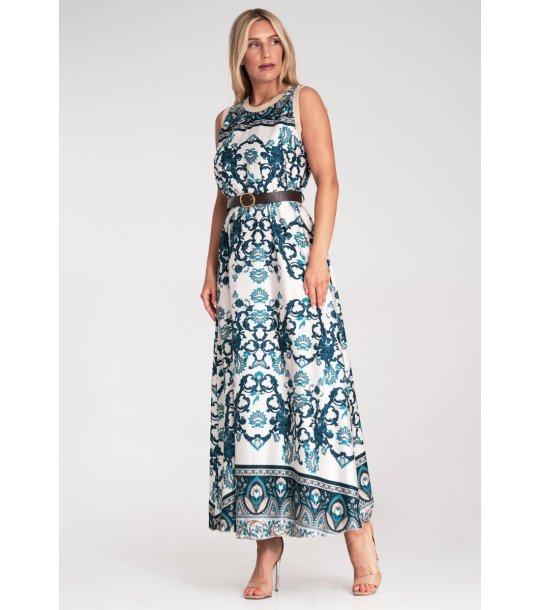 Рокля в бяло и синьо без ръкави Lela снимка