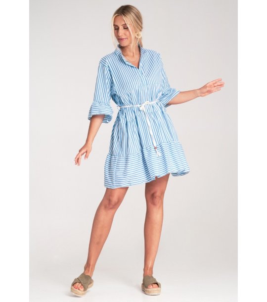 Памучна рокля в синьо с 3/4 ръкави Rita снимка