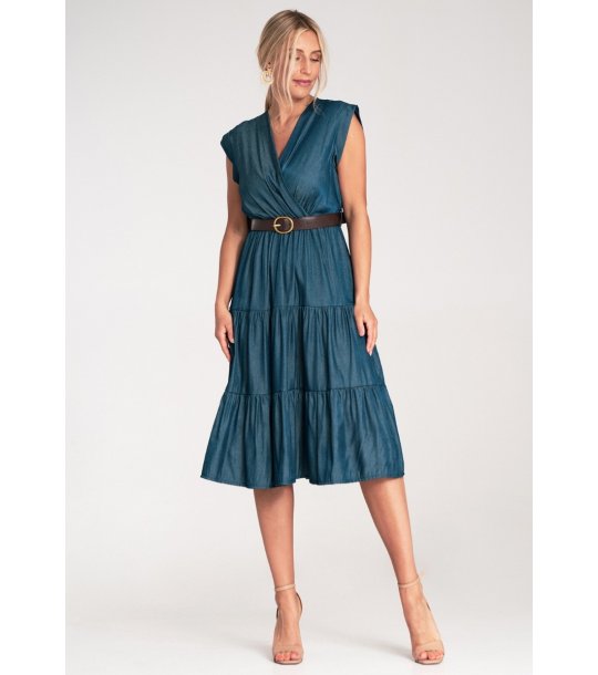 Синя рокля с колан Dara снимка