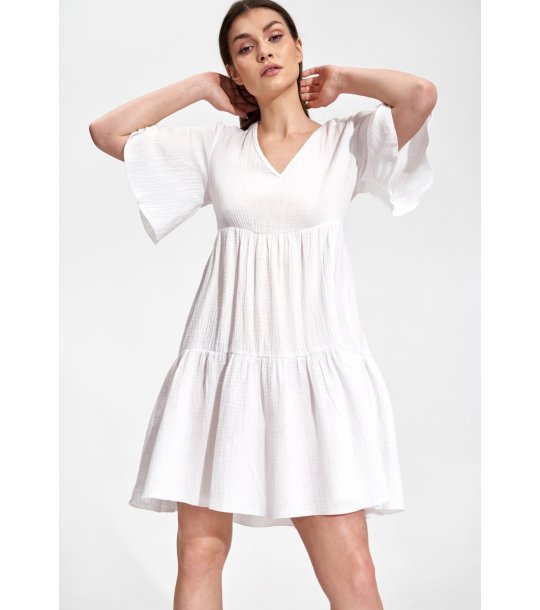 Памучна бяла рокля Tita снимка