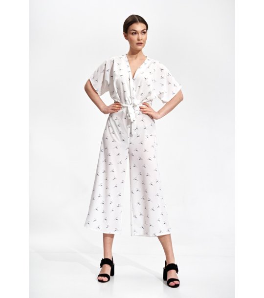 Дамски гащеризон в екрю с принт Ida снимка