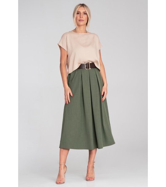 Зелена миди пола с колан Melisa снимка