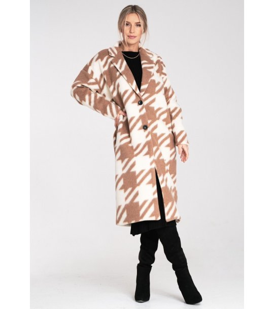 Дамско палто пепит в бежово и екрю Alice снимка